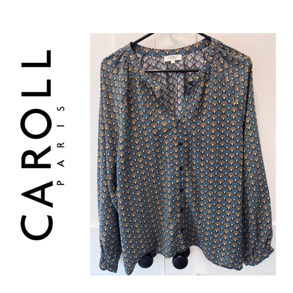 Euc Caroll Paris Deco Print Peasent Blouse - image 1